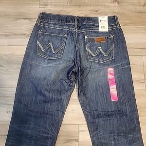 5/6 x 32 Wrangler Mae Premium Patch Boot Cut Jeans ‎ 09MWZBF NEW